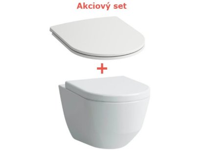 Akciový set Laufen Pro skrátená závesná wc misa compact 36x49 cm s Rimless + spomaľovacie sedátko s poklopom
